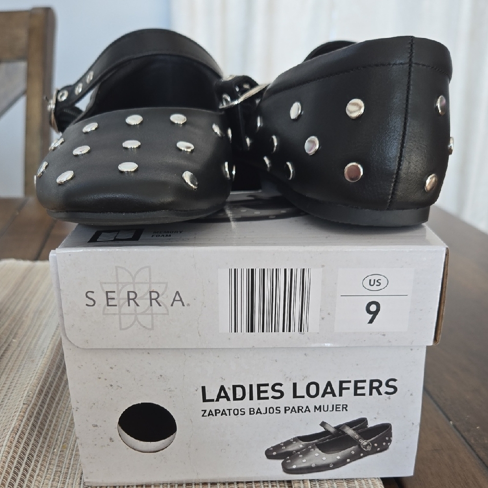 Serra Black Loafers with Silver Studs